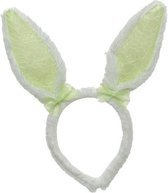 Wit/groene konijn/haas oren verkleed diadeem voor kids/volwassenen - Verkleedaccessoires - Feestartikelen