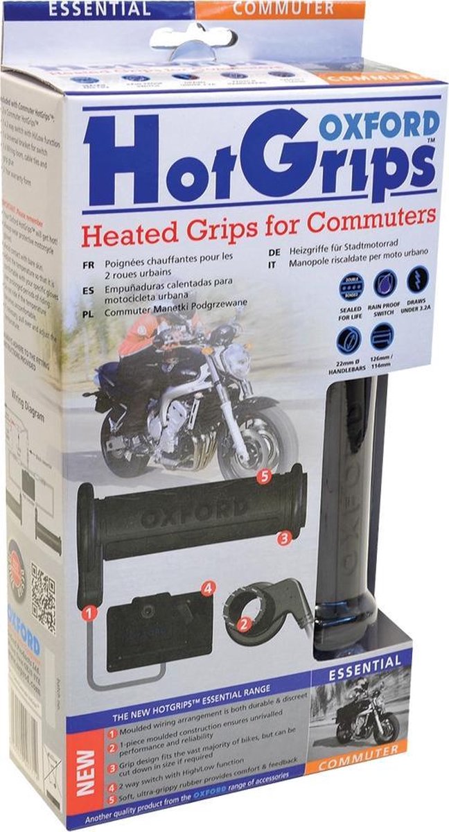 Oxford Hot Grips Essential Commuter Heated Grips | Handvatverwarming Motor | Handvatverwarming Oxford | Verwarmende Handvatten