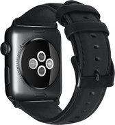 Luxe Leren Bandje voor Apple Watch 1 / 2 / 3 / 4 / 5 | 38MM / 40MM | Premium kwaliteit | Zwart / Black Leder