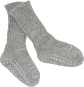 GoBabyGo - ABS Alpacawollen Baby Sokken 6-12 Mnd Grey Melange