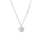 Guess Dames Guess stalen Ketting hanger hart logo - Staal - Ketting - Cadeau - 47 cm - Zilverkleurig