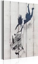 Schilderij - Shop Til You Drop by Banksy, Grijs/Zwart