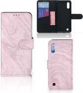 Geschikt voor Samsung Galaxy M10 Bookcase Marble Roze