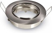 Spot Armatuur GU10 - Aigi - Inbouw Rond - Mat Chroom Aluminium - Kantelbaar Ø82mm - BES LED