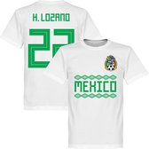 Mexico H. Lozano 22 Team T-Shirt - Wit - XXXXL