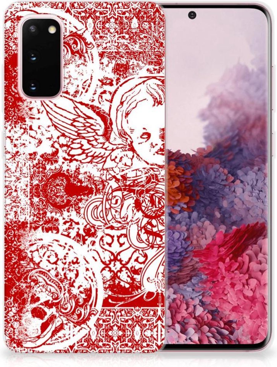 Back Cover voor Silicone Back Case Samsung Galaxy S20 Angel Skull Rood