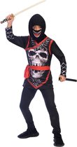 Amscan Kostuum Ninja Junior Zwart/rood 8-10 Jaar 4-delig