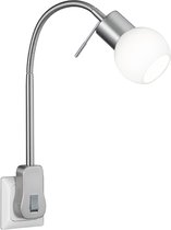 Stekkerlamp met Schakelaar - Trion Frido - G9 Fitting - 3W - Warm Wit 3000K - Dimbaar - Mat Nikkel - Aluminium