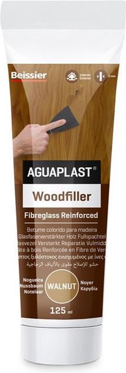 Beissier Aguaplast Woodfiller – Walnoot – Glasvezel Versterkt – 125ml
