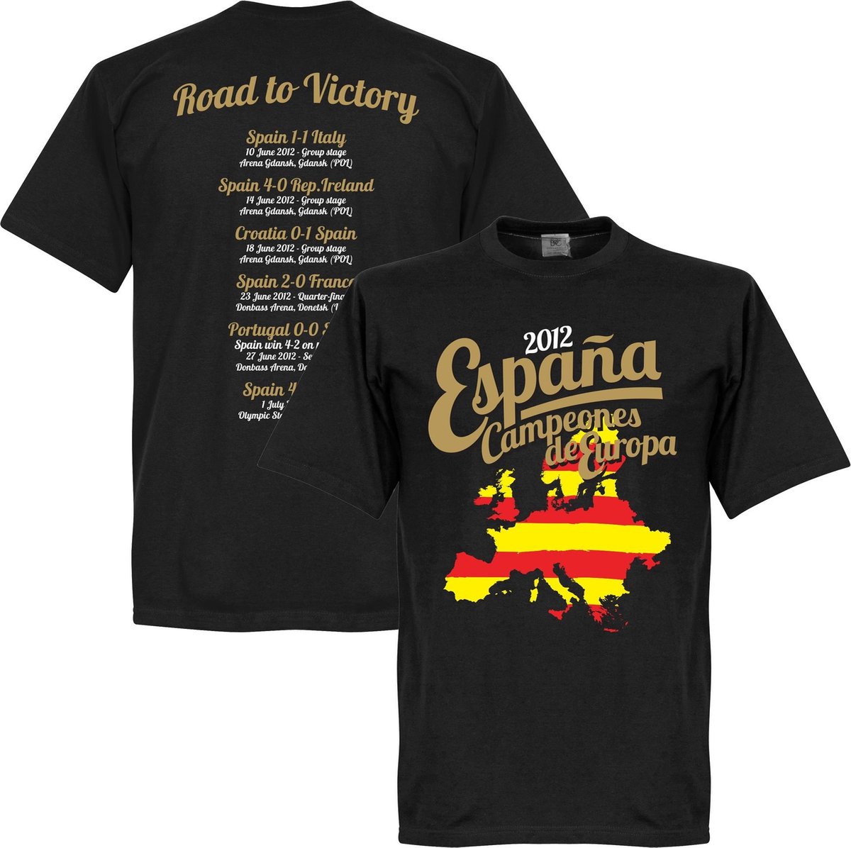 Spanje  Euro 2012 Road To Victory T-Shirt - Zwart - L