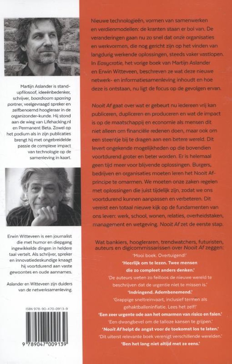 Nooit af - back cover