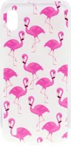 Shop4 - Samsung Galaxy A30s Hoesje - Zachte Back Case Flamingo's Transparant