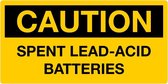 Sticker 'Caution: Spent lead acid batteries' 300 x 150 mm