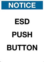 Sticker 'Notice: ESD push button', 210 x 148 mm (A5)