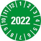 Keuringssticker met jaartal 2022 per boekje, groen 15 mm - 420 per boekje