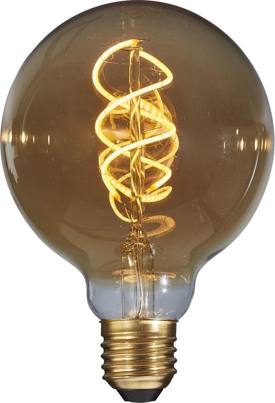 DMQ Filament LED lamp - G80 - Ø8 cm - Dimbaar - E27 - 5W 2200K - Amber |  bol.com
