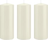 3x Ivoorwitte cilinderkaarsen/stompkaarsen 8 x 20 cm 119 branduren - Geurloze kaarsen – Woondecoraties