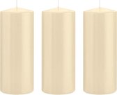 3x Cremewitte cilinderkaarsen/stompkaarsen 8 x 20 cm 119 branduren - Geurloze kaarsen - Woondecoraties