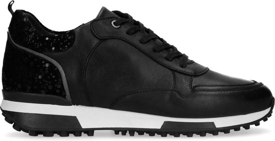 Manfield - Dames - Zwarte leren sneakers met suède detail - Maat 39 |  bol.com