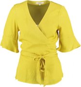 Garcia gele soepele overslag blouse van stevig viscose polyester - valt kleiner - Maat XS