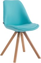 CLP Laval Bezoekersstoel - Vierkant - Kunstleer natura (eik) blauw
