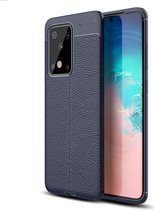 Samsung Galaxy S20 Ultra Hoesje TPU Leer Design Blauw