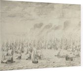 De zeeslag bij Terheide, Willem van de Velde - Foto op Plexiglas - 90 x 60 cm