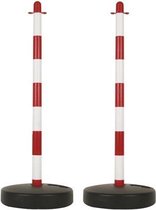 Plastic paal voor signalisatieketting - rood/wit - 2 st.