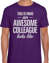 Awesome Colleague tekst t-shirt paars heren L