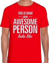 Awesome Person tekst t-shirt rood heren 2XL