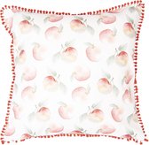 Clayre & Eef Kussenhoes 40x40 cm Wit Rood Katoen Vierkant Appel Sierkussenhoes