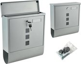 Brievenbus  brievenbus met krantenrol  Wandbrievenbus - Hangende brievenbus - Mailbox - Zilver kleurig