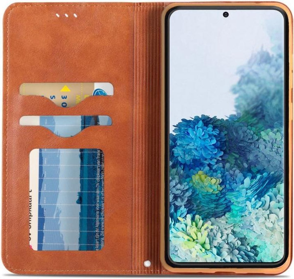 AZNS Hoesje Wallet Book Case Kunst Leer Bruin Geschikt voor Samsung Galaxy S20 Plus