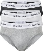 Calvin Klein hipster brief (3-pack) - heren slips - zwart - wit - grijs met witte band -  Maat: M