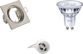 LED Spot Set - GU10 Fitting - Inbouw Vierkant - Mat Nikkel - Kantelbaar 80mm - Philips - SceneSwitch 827 36D - 1.5W-5W - Warm Wit 2200K-2700K - Dimbaar - BSE