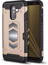 Ntech Samsung Galaxy A6 Plus Luxe Armor Case met Pashouder - Goud