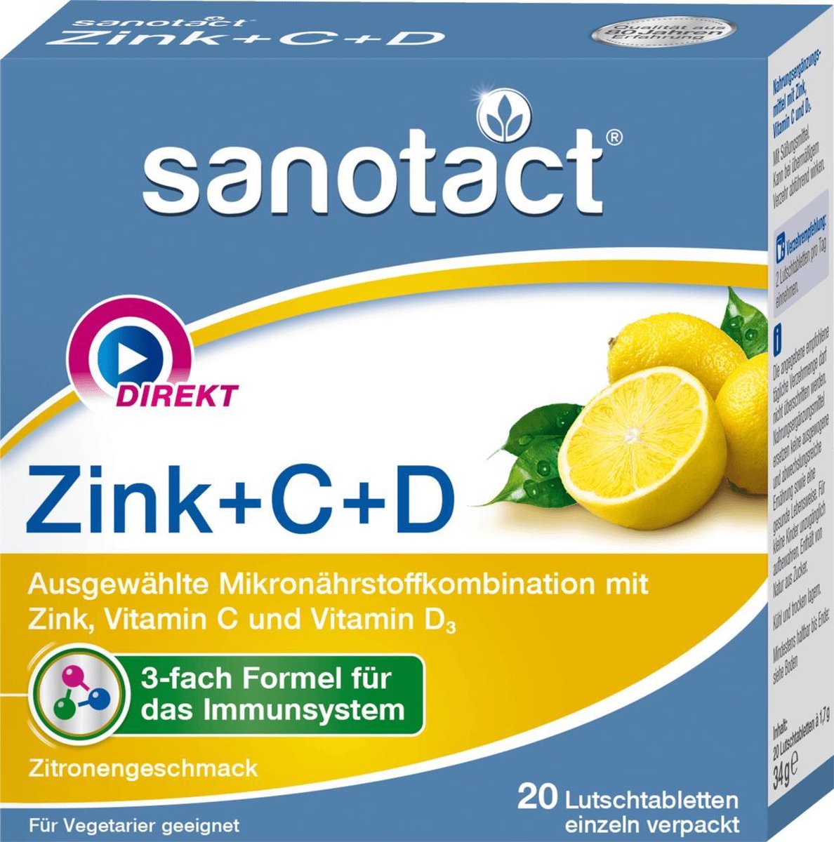 Zuigtabletten Zink + C + D  - 20 Tabletten