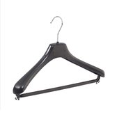 De Kledinghanger Gigant - 20 x Mantel / kostuumhanger kunststof zwart met schouderverbreding en broeklat, 39 cm