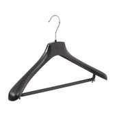 De Kledinghanger Gigant - 20 x Mantel / kostuumhanger kunststof zwart met schouderverbreding en broeklat, 45 cm