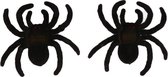 Halloween - 2x stuks zwarte fluwelen horror decoratie spinnen 10 cm - Halloween decoratie - Griezel themafeest versiering