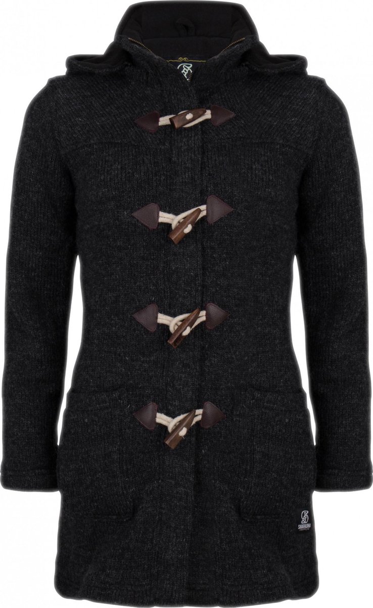 Gebreid Wollen Dames Vest van Schapenwol met Polyester Fleece voering en afneembare capuchon SHAKALOHA W Cody Antraciet