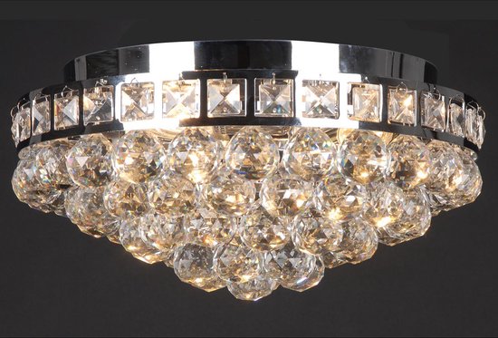 LumiLamp Plafondlamp Kristal Ø 40x20 cm Zilverkleurig Ijzer Glas Plafonniere