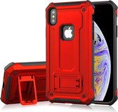 Schokbestendige PC + TPU Armor beschermhoes voor iPhone XS Max, met houder (rood)