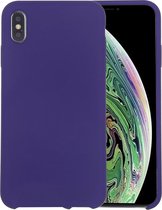 Pure Color Liquid Silicone + PC Dropproof Protective Back Cover Case voor iPhone X / XS (donkerpaars)