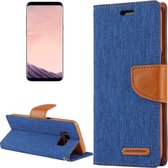 GOOSPERY CANVAS DAGBOEK voor Galaxy S8 canvas textuur horizontale flip lederen tas met kaartsleuven & portemonnee en houder (donkerblauw)