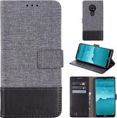 Voor Nokia 6.2 MUMXA MX102 horizontale flip canvas stiksels lederen tas met houder & kaartsleuven & portemonnee (zwart)