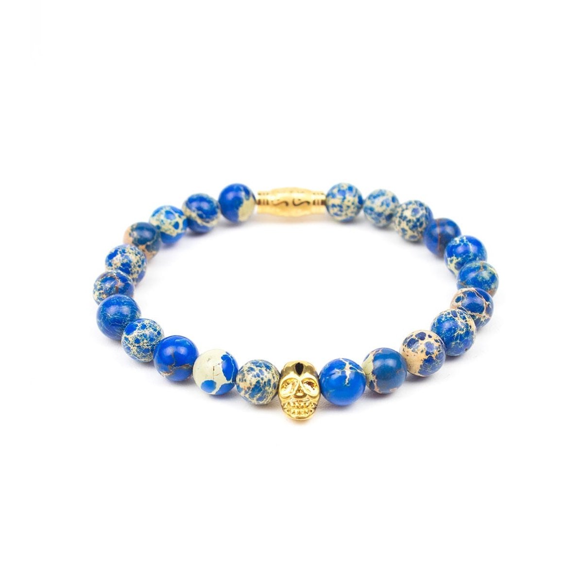 Gold Skull Bracelet - Ocean Blue - Armband - Medium