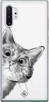 Samsung Note 10 Plus hoesje siliconen - Peekaboo | Samsung Galaxy Note 10 Plus case | zwart | TPU backcover transparant