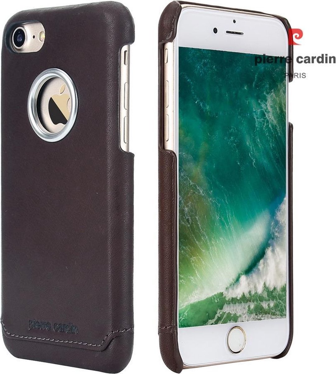 Bruin hoesje Pierre Cardin - Backcover - Leer - iPhone 7-8 - Luxe cover