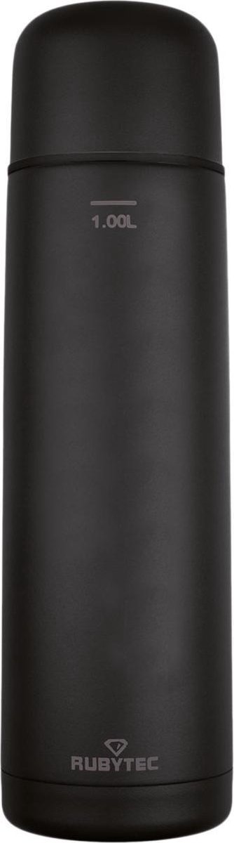 Rubytec Shira Vacuüm Drinkfles - 1 L - Handige Schroefdop en Drinkbeker - Vacuüm Behoudende Getter - Urenlang Koud of Warm Drinken - Lekvrij - BPA-vrij - Zwart